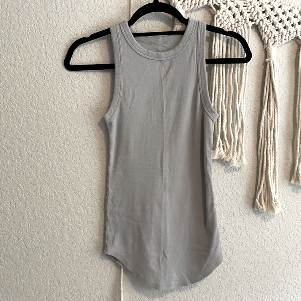 Ribbed High Neck Tank Top
